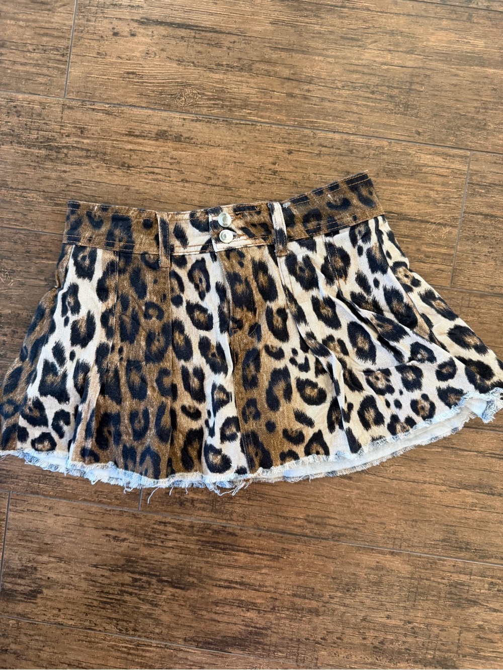 GB Girls Leopard Print Denim Skirt - Brown size 10